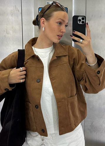 Drune | Cropped Wildleder Button-Up Jacke