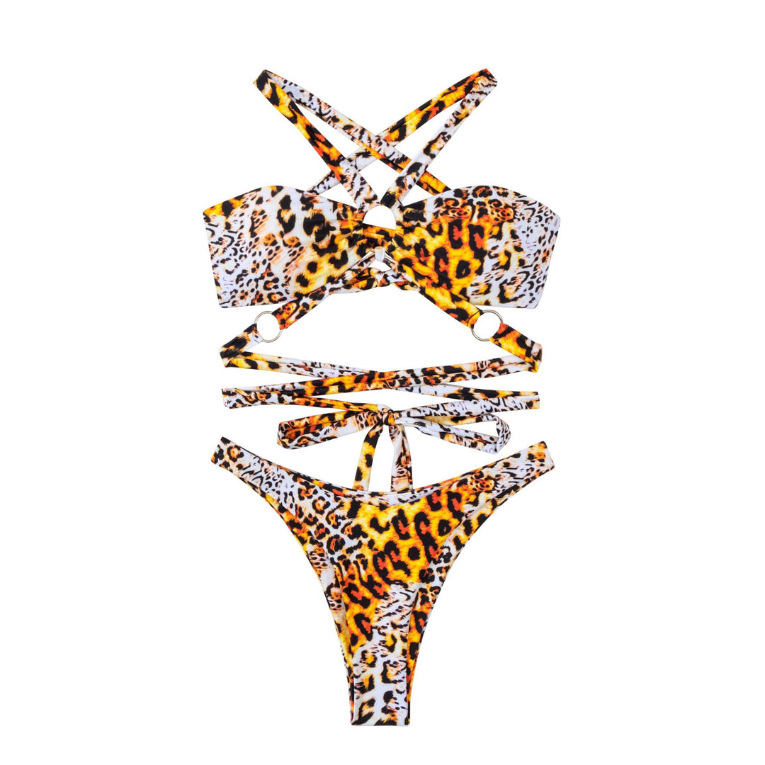 Damen Bandeau-Bikini mit modischem Schnitt und Ringdetails Drune