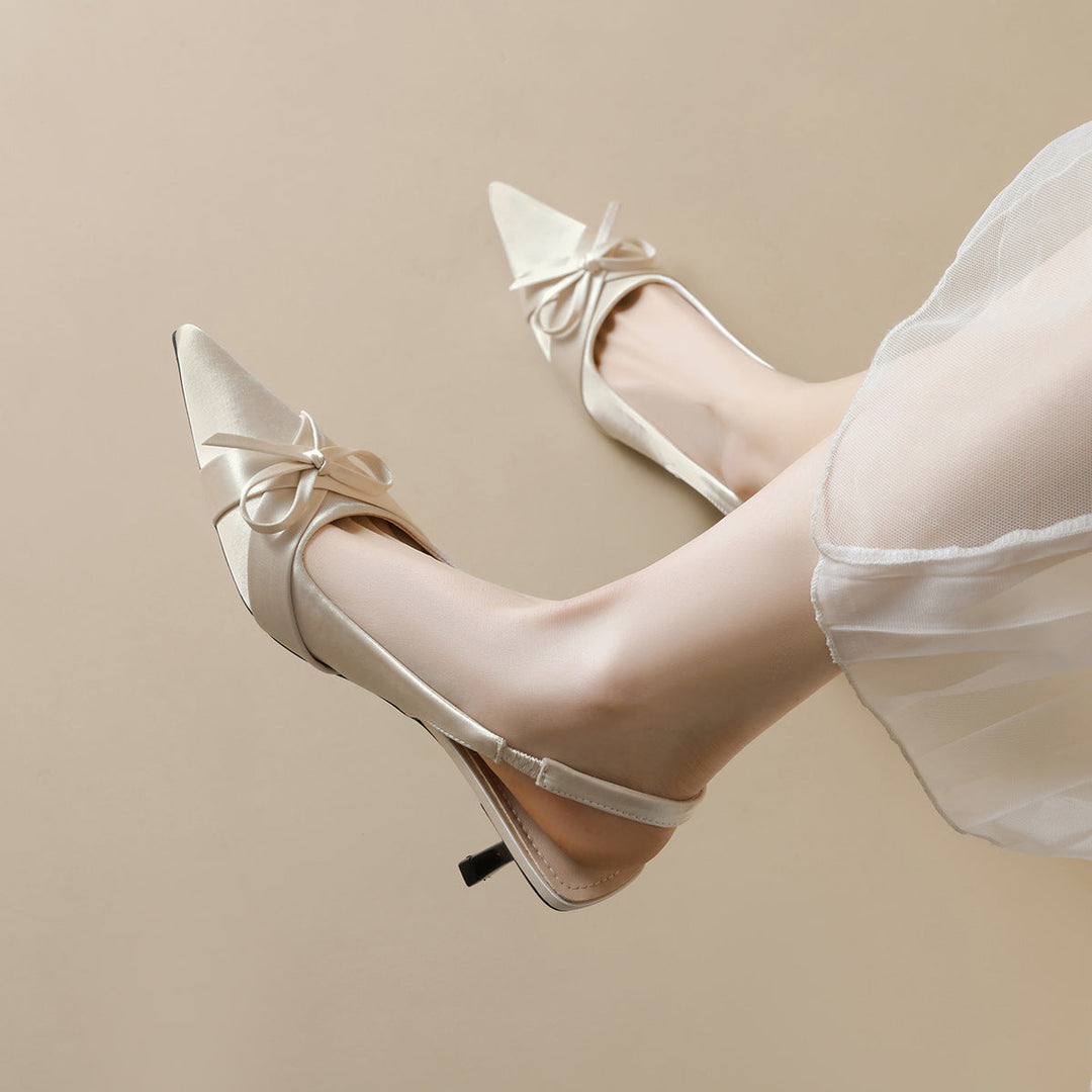 Damen Slingback-Pumps mit eleganter Schleife und modischem Spitzendesign Drune