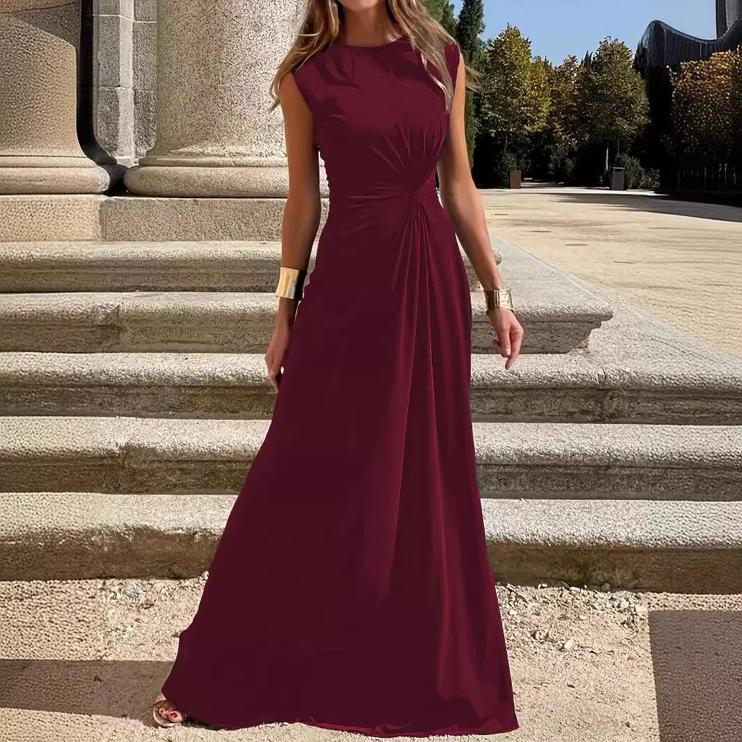 Drune | Elegantes Langarmkleid mit Revers und glattem V-Ausschnitt für Frauen