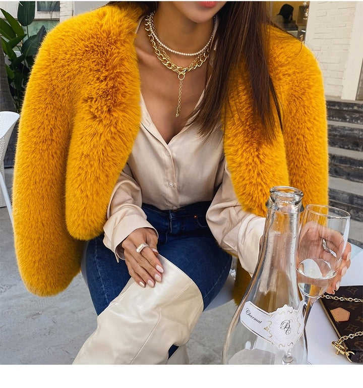 Damen Oversized Plüschjacke mit langen Ärmeln Drune