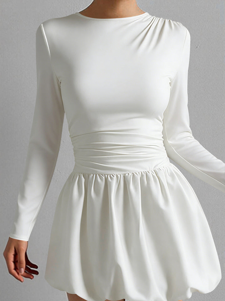 Damen Figurumspielendes Kleid mit langen Ärmeln und gerafftem Saum Drune