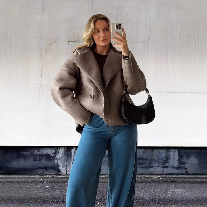 Damen Oversized Kunstlederjacke mit Schalengeschnitt Drune