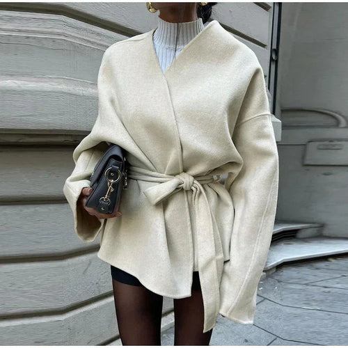 Drune | Damen Oversized Wickeljacke Breite Ärmel Stil