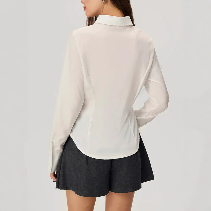 Damen elegante Bluse mit Rüschendetails Drune