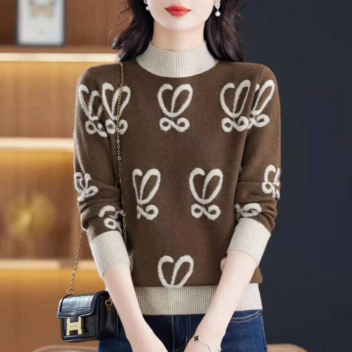 Damen Sweatshirt mit kontrastierenden Motiven und Rundhalsausschnitt Drune