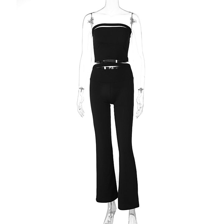Damen Modisches Zweiteiliges Set mit Flared Leggings Drune
