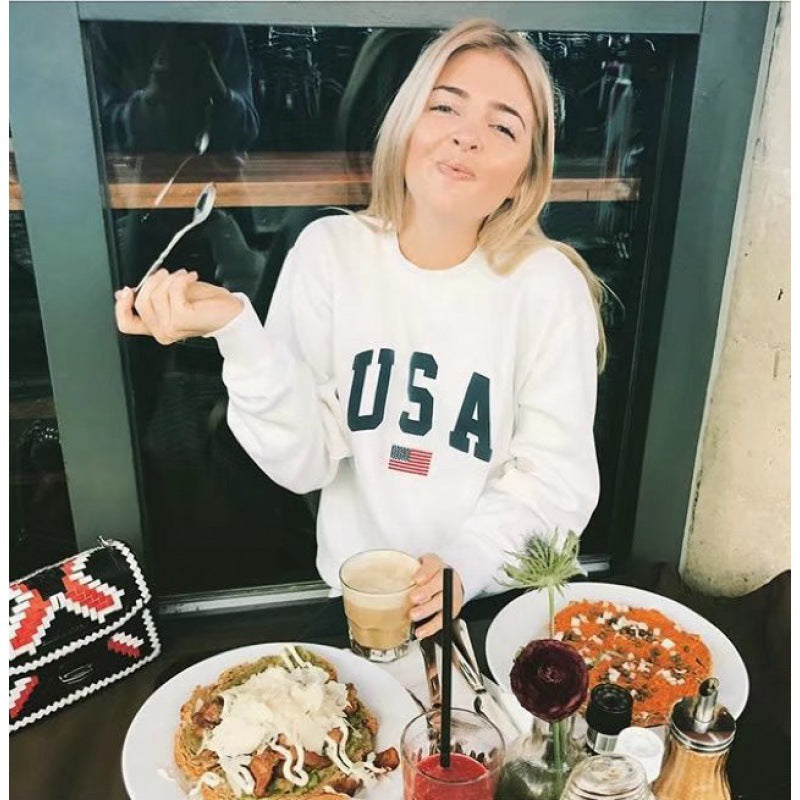 Damen Oversized Sweatshirt mit kreativem Druck Drune