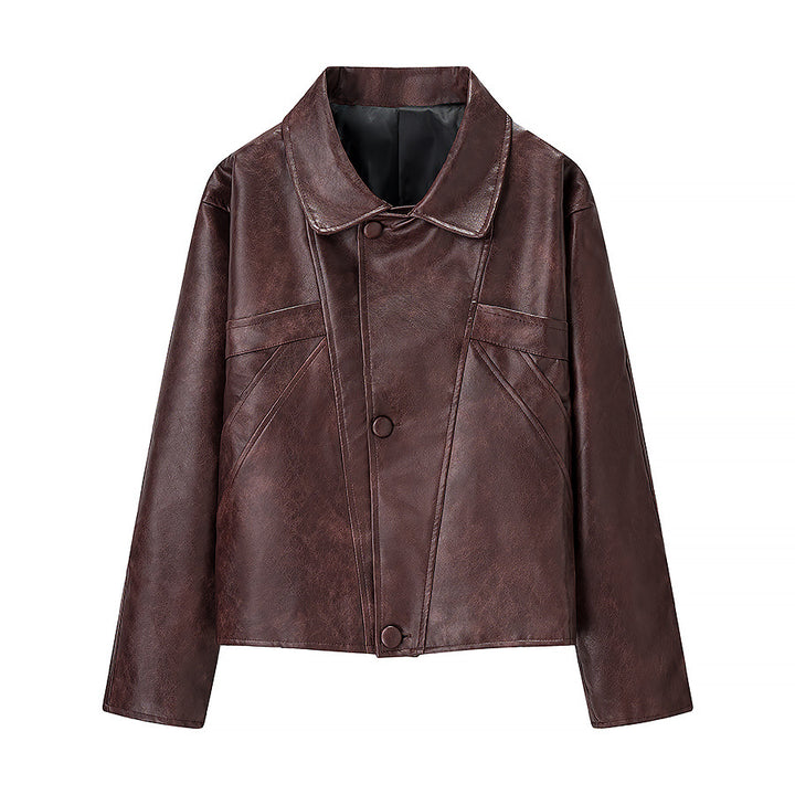 Damen modische Kunstlederjacke im urbanen Schnitt mit edlen Details Drune