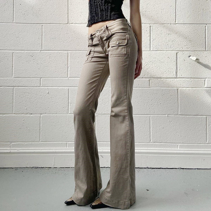 Damen Flared Cargo-Hose mit modischem Schnitt und praktischen Taschen Drune