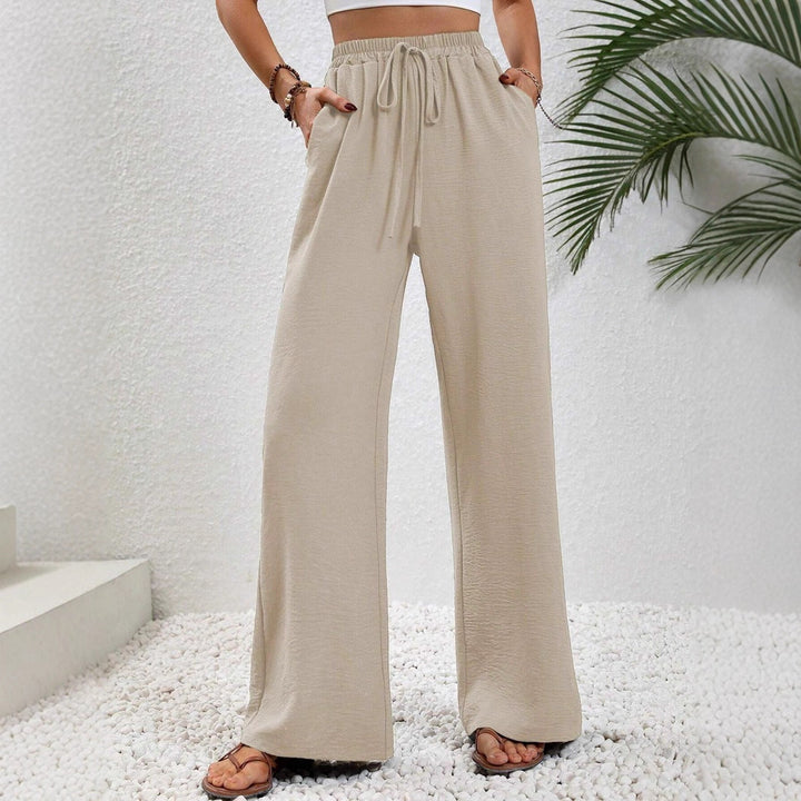 Damen lässige Palazzohose mit elastischem Bund und praktischen Taschen Drune