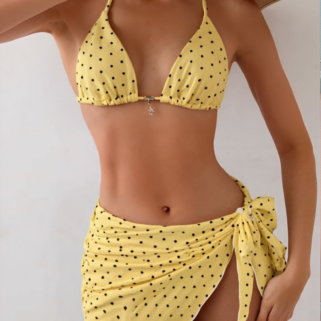 Damen Triangel-Bikini mit verstellbaren Trägern und elegantem Ringdetails Drune