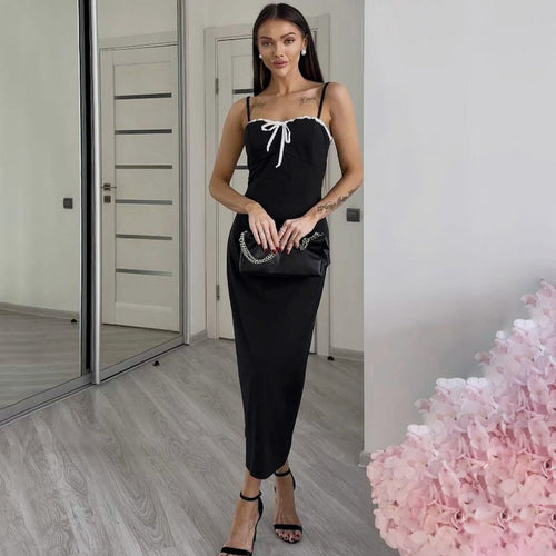 Damen Schickes Casual-Midikleid mit verstellbaren Spaghetti-Trägern Drune