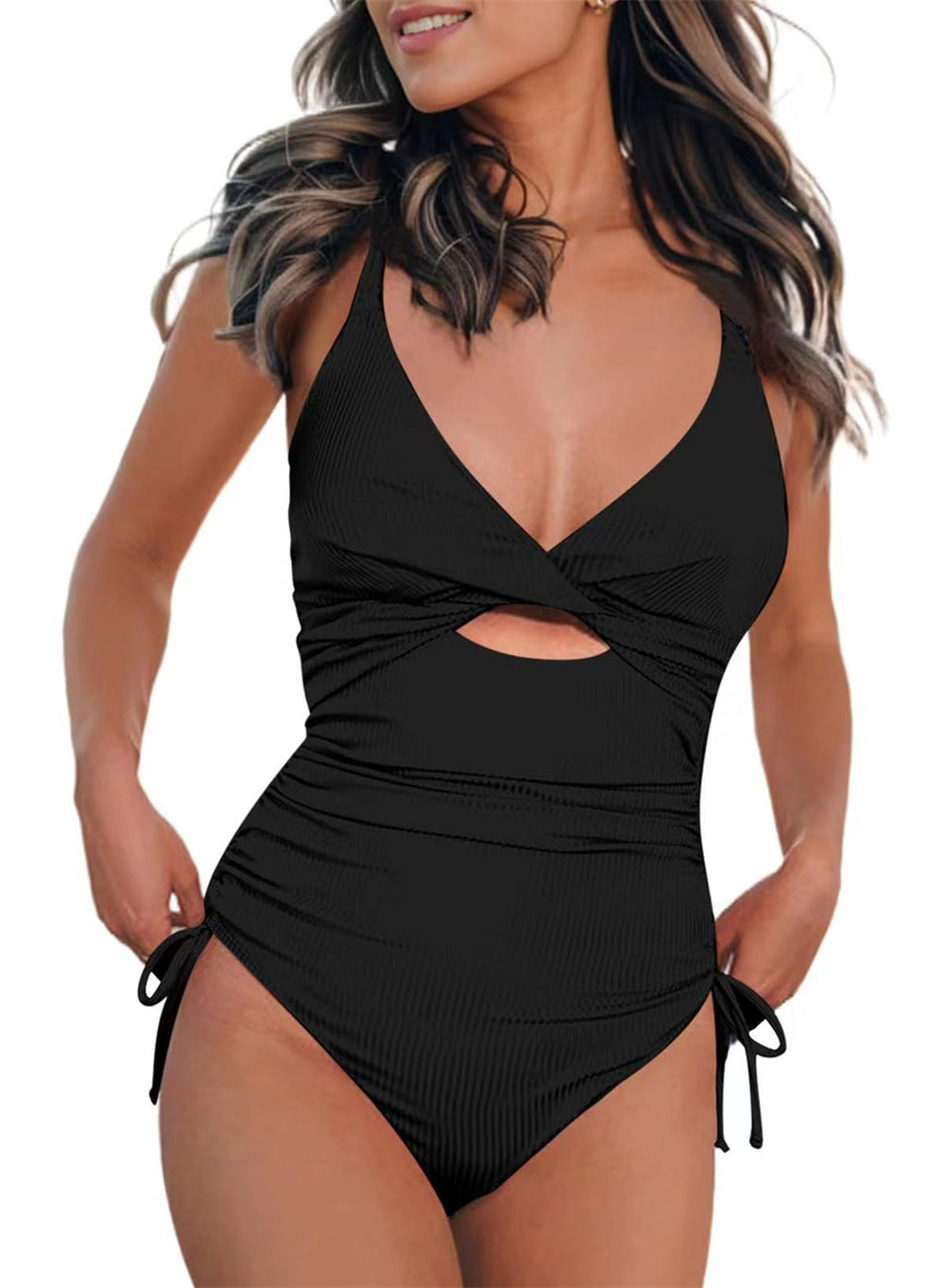 Damen Einteiler Badeanzug mit subtilen Cut-Outs und verstellbaren Trägern Drune