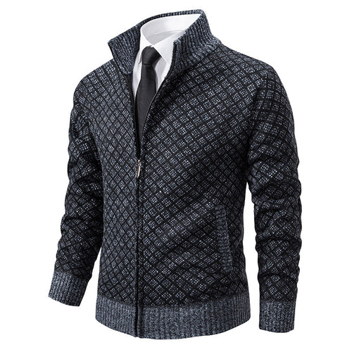 Herren moderner Strickjacke mit floralem Zopfdesign Drune