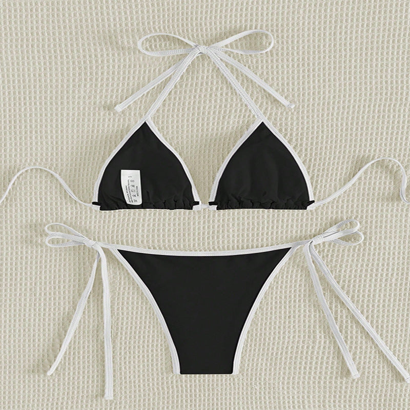 Damen Triangel-Bikini mit verstellbaren Bindebändern und glamourösen Akzenten Drune