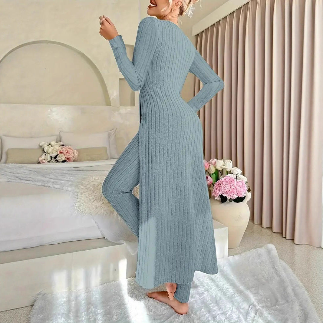 Damen Elegantes Maxijumpsuit mit hochsensibler Struktur und seitlichen Schlitzen Drune
