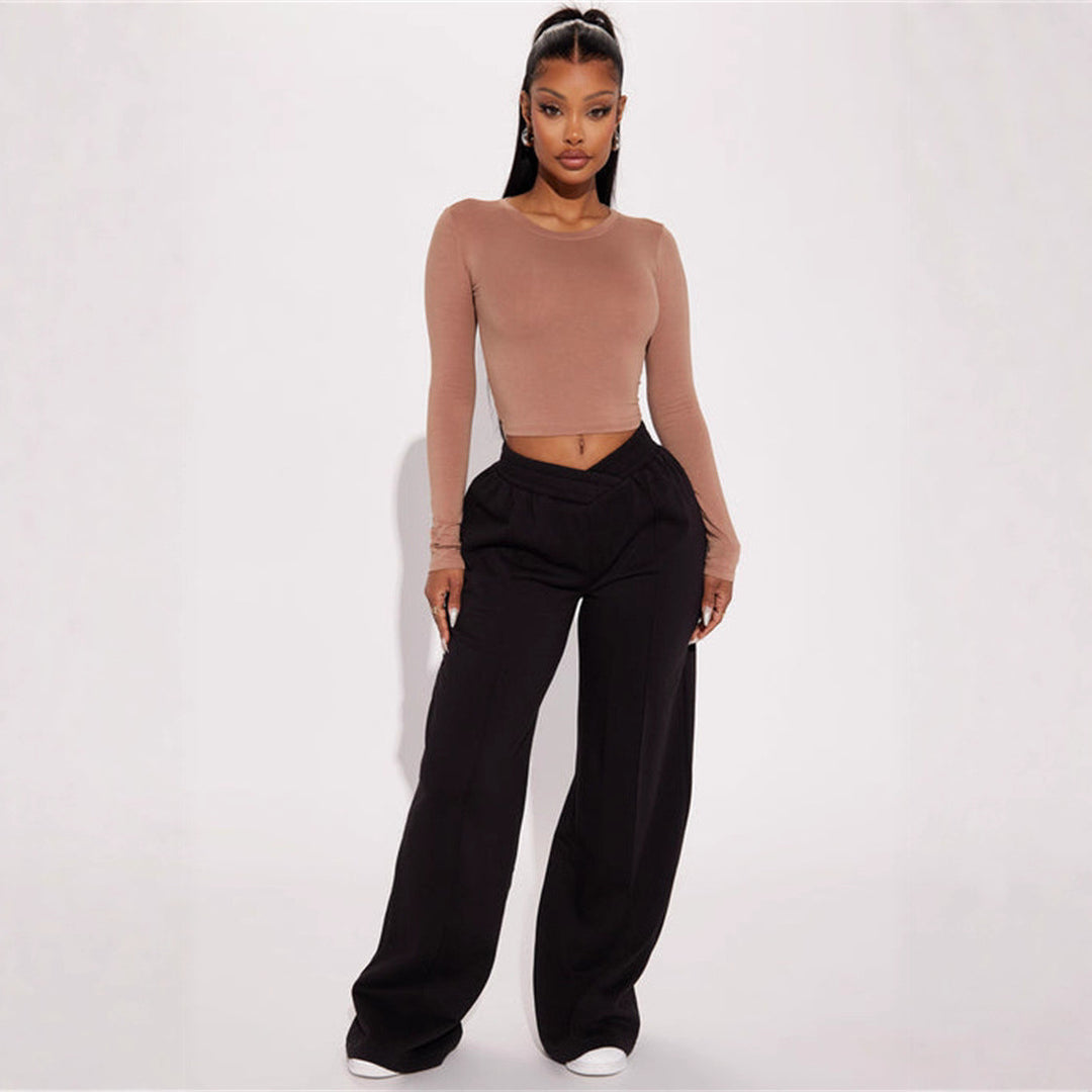 Damen Freizeitweite Hose mit elastischem Bund und seitlichen Taschen Drune