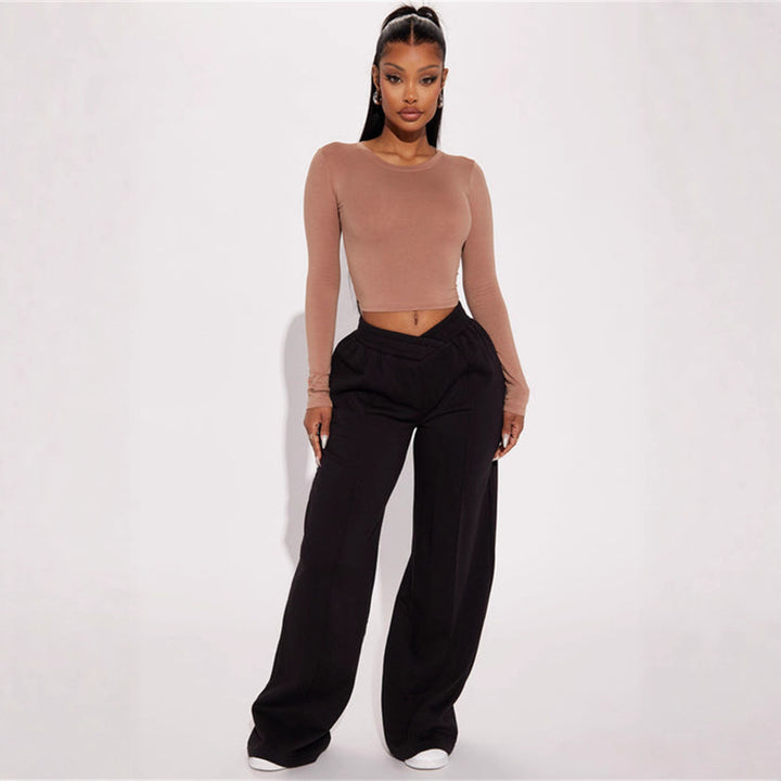Damen Freizeitweite Hose mit elastischem Bund und seitlichen Taschen Drune