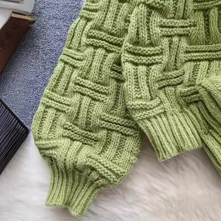 Damen Grobstrickpullover mit strukturiertem Muster und weitem Rundhalsausschnitt Drune