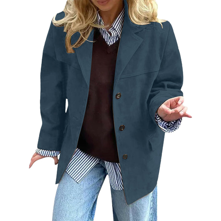Damen eleganter Oversized-Blazer aus Wildlederimitat Drune
