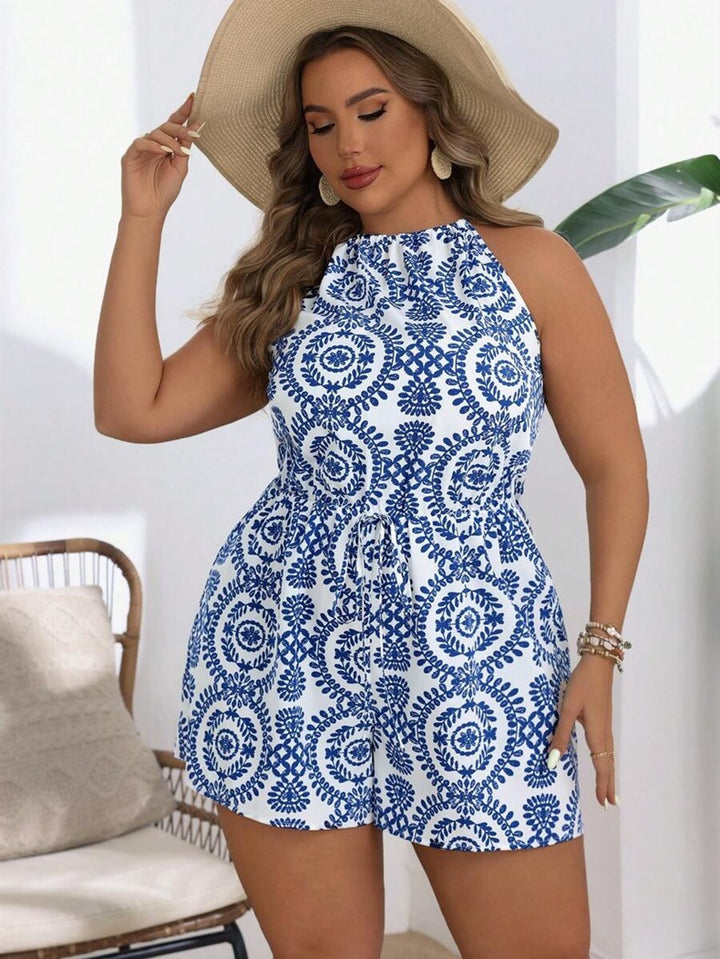 Damen Stylischer Jumpsuit mit elegantem Halterkragen und Bindewurst Drune