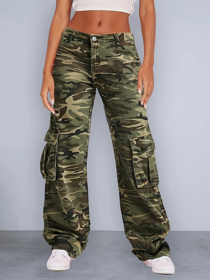 Damen Cargo-Hose im urbanen Camouflage-Stil mit praktischen Seitentaschen Drune