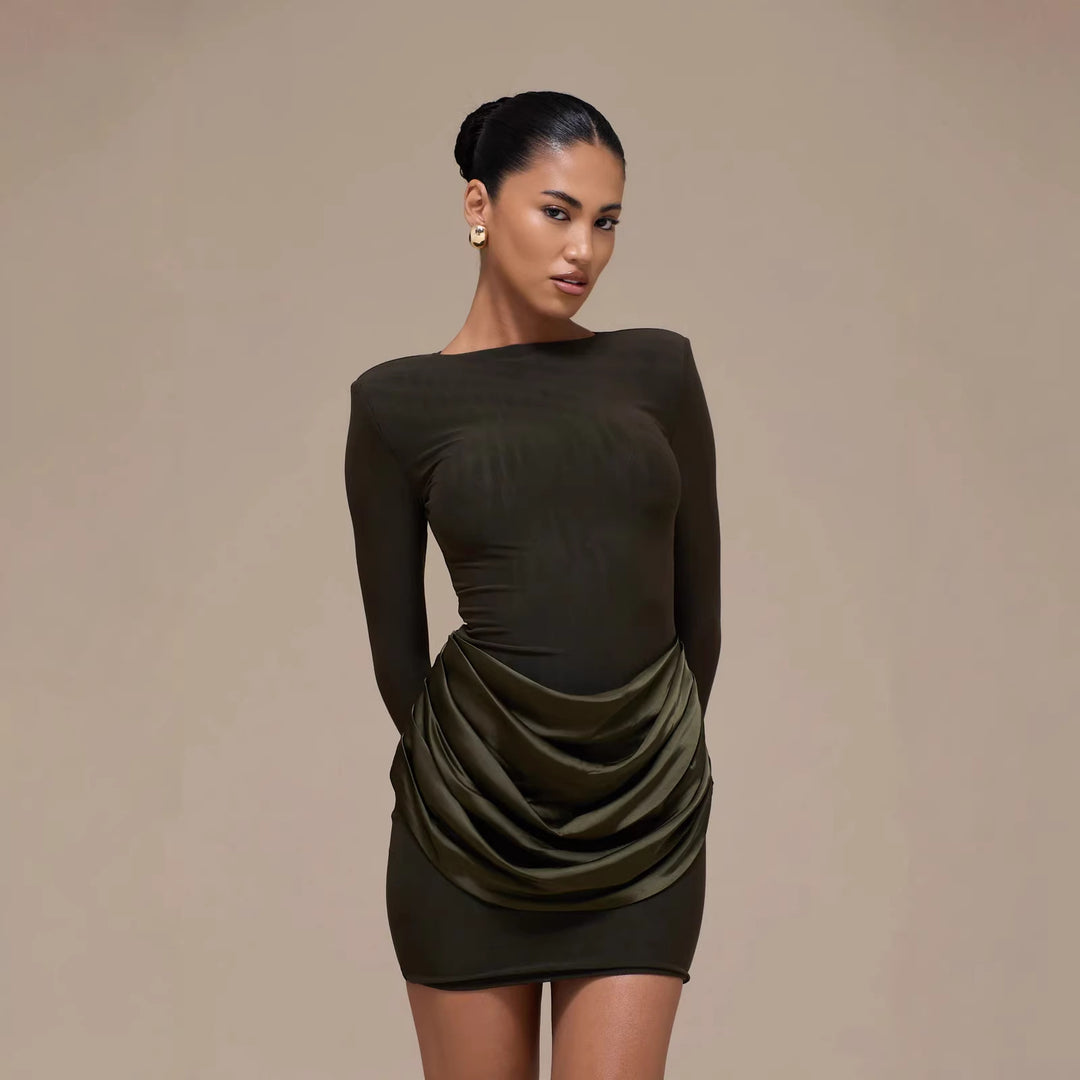 Damen Elegantes Minikleid mit Wickeldetails Drune