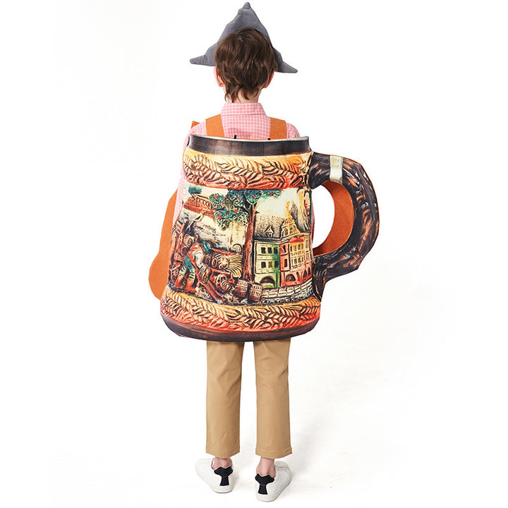 Unisex nan traditioneller keramischer Bierkrug mit Zinndeckel und handbemaltem Reliefmotiv Drune