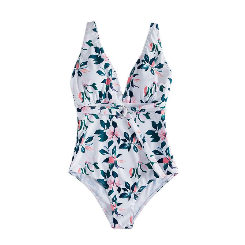 Damen Einteiliger Badeanzug mit floralem Wickeldesign Drune