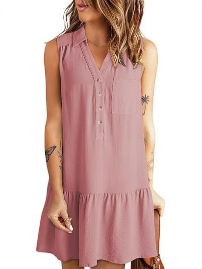 Damen Hemdblusenkleid mit geschmeidigem Fall und elegantem Rüschenabschluss Drune
