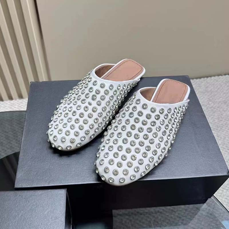 Damen mit Strass verzierten Slide Mules Drune