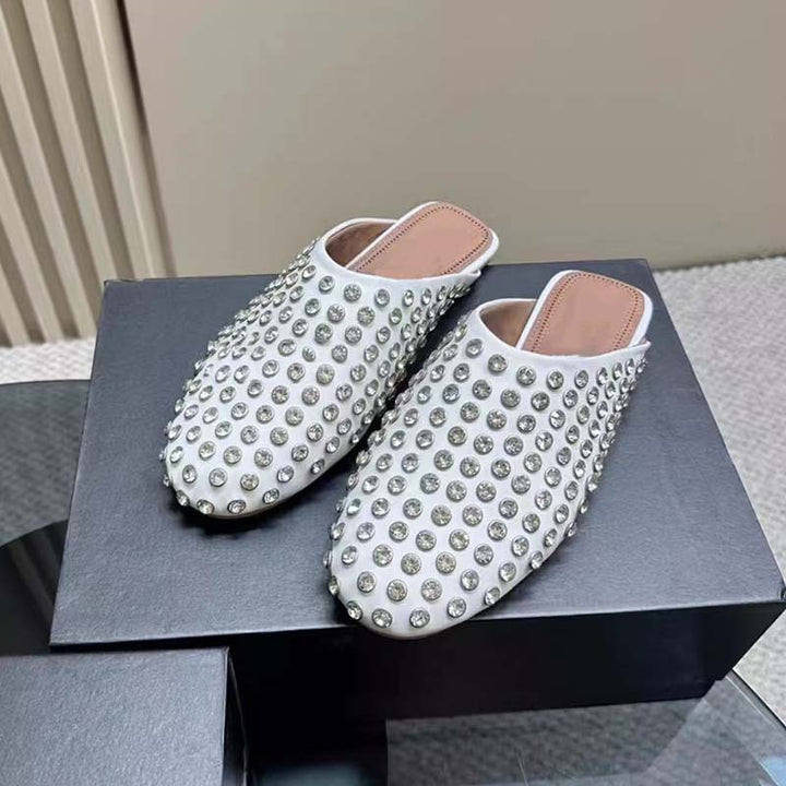 Damen mit Strass verzierten Slide Mules Drune