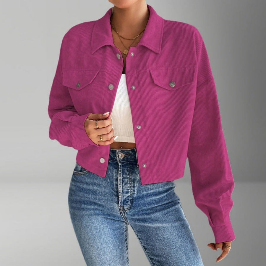 Damen modische Kurzjacke aus Cord Drune