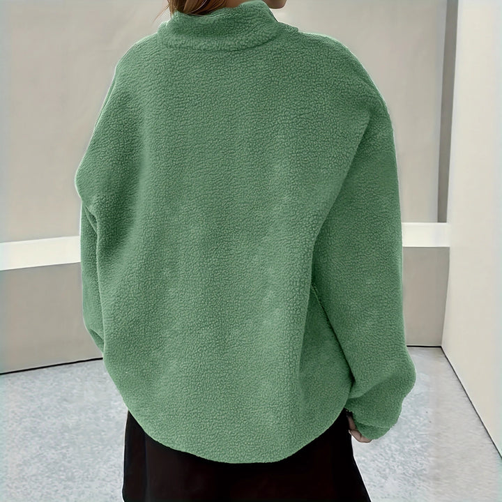 Damen kuscheliger Fleece-Pullover mit Stehkragen und Reißverschluss Drune