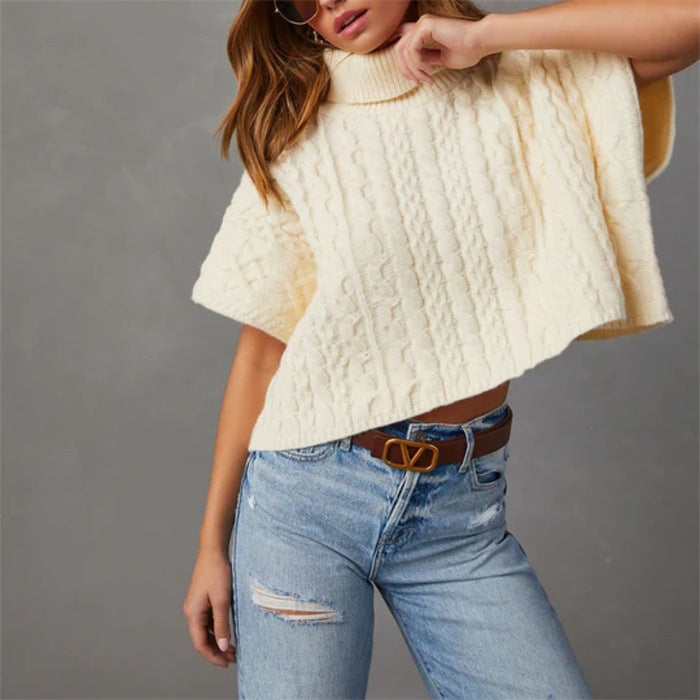 Damen kuscheliger Strickpullover mit Rippstruktur und hohem Kragen Drune