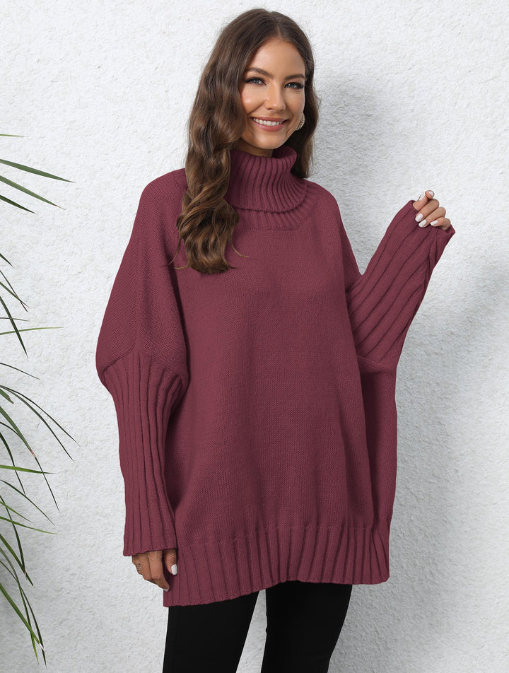 Damen Oversize Rollkragenpullover mit strukturiertem Strick Drune