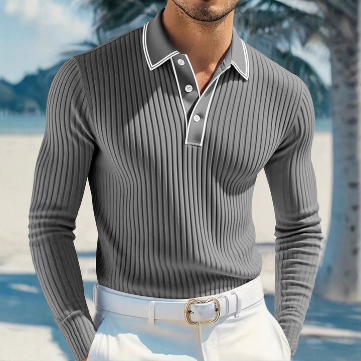 Herren Langarm-Polohemd mit strukturiertem Design Drune