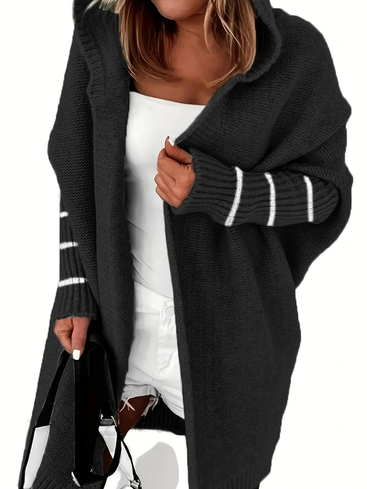 Damen Kuschelige Strickjacke mit Kapuzen und weit geschnittenem Design Drune