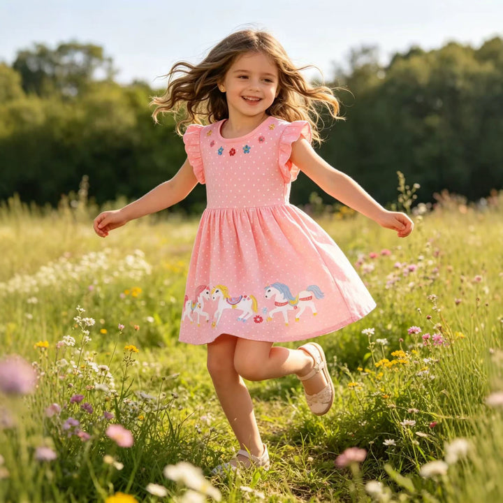 Mädchen Sommerkleid mit bezauberndem Einhorn-Design Drune