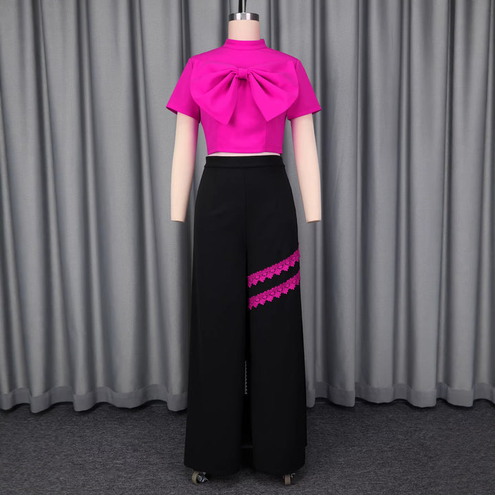 Damen Modische kurzärmlige Bluse mit dekorativem Schleifen-Detail Drune
