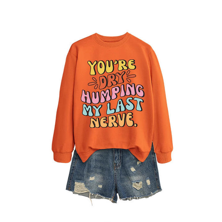Damen Sweatshirt mit fröhlichem Comic-Slogan und lässigem Schnitt Drune