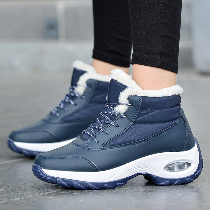 Damen Winterboots mit modischem Kunstfellkragen und rutschfester Sohle Drune