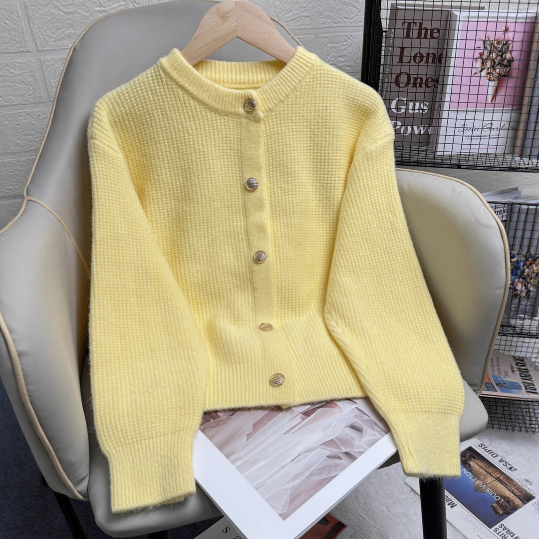 Damen Strickjacke mit Knopfdetails und modernem Strukturmuster Drune