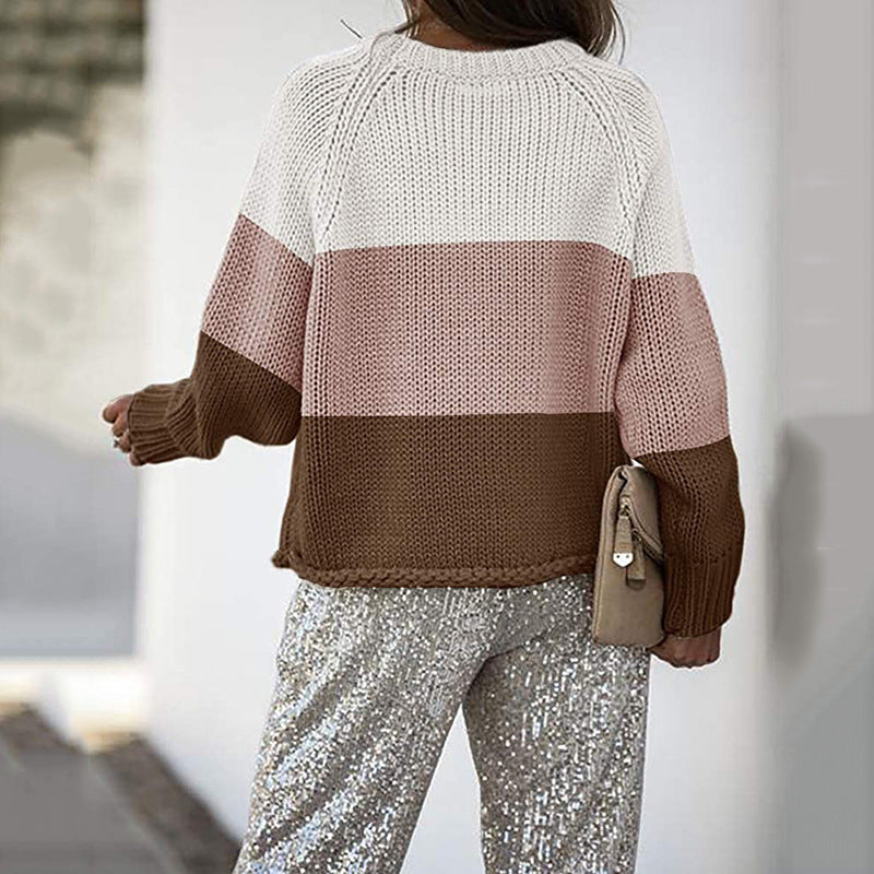 Drune | Zweifarbiger Strickpullover mit Blockmuster Acryl Lässig und Komfortabel