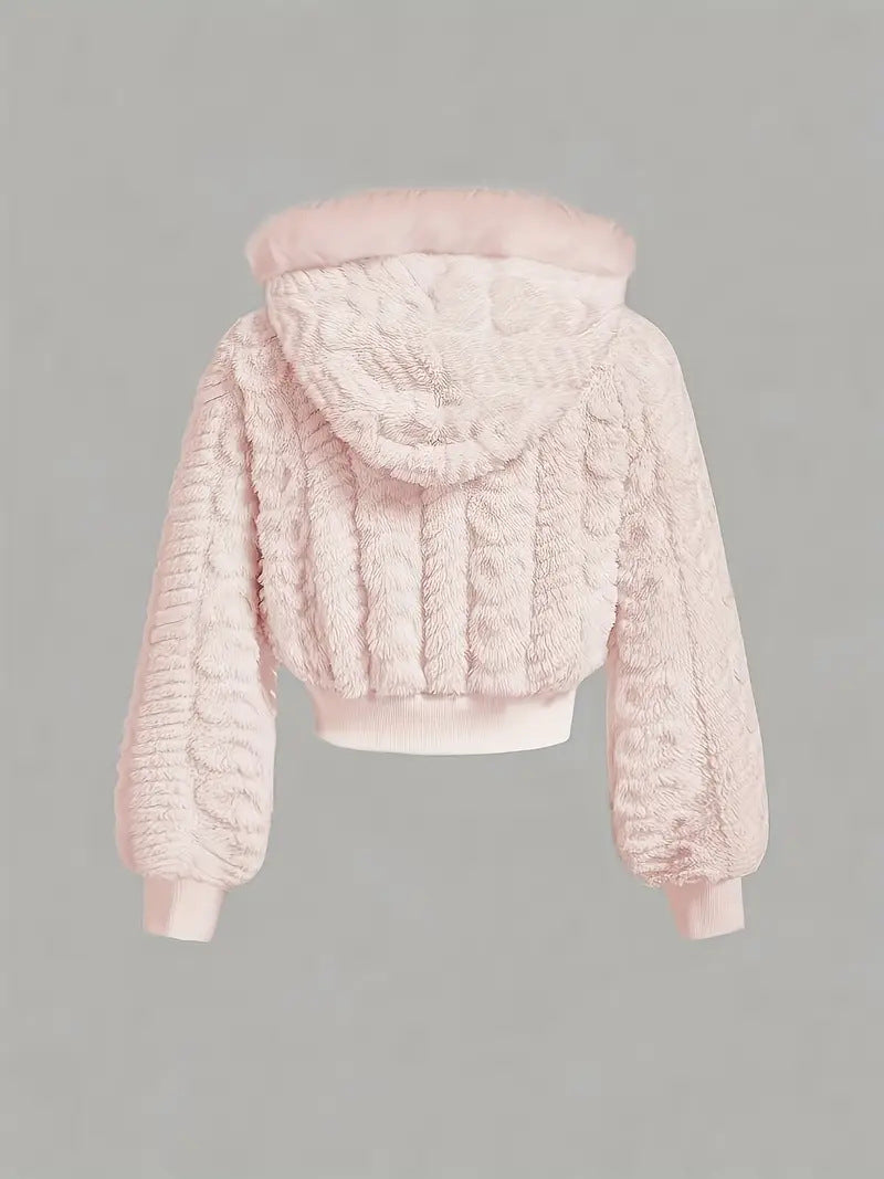 Damen Kuschelige Fleecejacke mit angeschnittenem Schnitt und Kapuze Drune