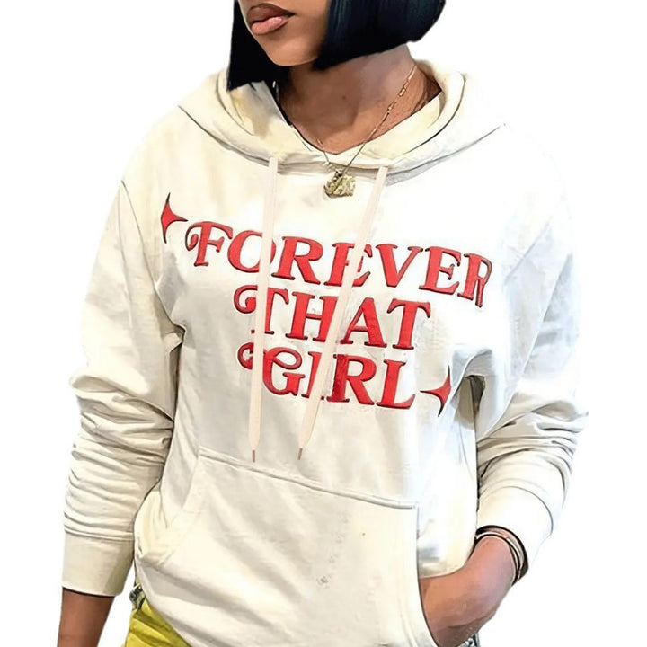 Damen lässiger Kapuzenpullover mit inspirierendem Schriftzug Drune