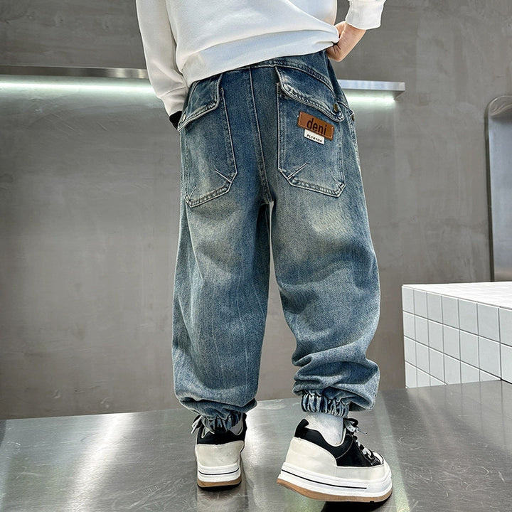 Herren lässige Baggy-Jeans mit elastischem Bund Drune