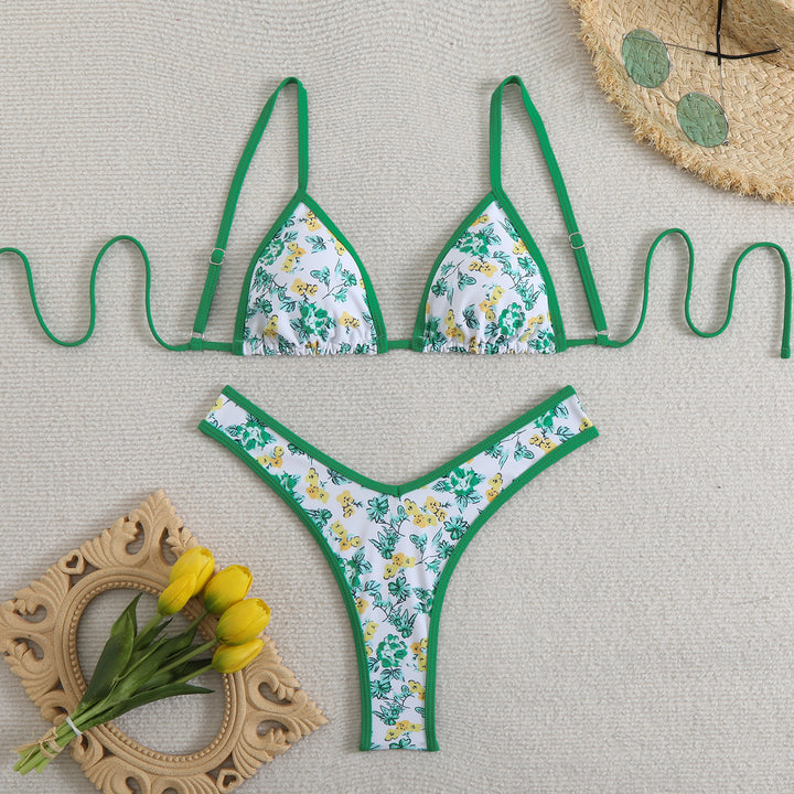 Damen Triangel-Bikini mit floralem Design und verstellbaren Trägern Drune