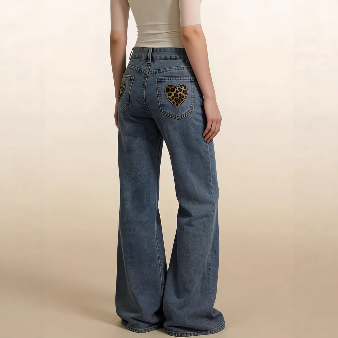 Damen Weite High-Waist Jeans mit besonderen Nahtdetails Drune